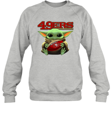 Baby Yoda Loves The San Francisco 49ers Star Wars Baby Yoda Hugs 49ers NFL Adult Sweatshirt Adult Sweatshirt - VeigarTee