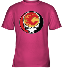Calgary Flames Grateful Dead Steal Your Face Hockey NHL Youth T-Shirt Youth T-Shirt - VeigarTee