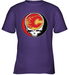 Calgary Flames Grateful Dead Steal Your Face Hockey NHL Youth T-Shirt Youth T-Shirt - VeigarTee