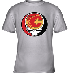 Calgary Flames Grateful Dead Steal Your Face Hockey NHL Youth T-Shirt Youth T-Shirt - VeigarTee