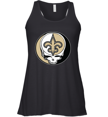 New Orleans Saints Grateful Dead Steal Your Face NFL Football Womens Racerback Tank Top Womens Racerback Tank Top / Black / XS Womens Racerback Tank Top - VeigarTee