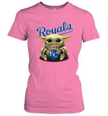 Baby Yoda Hugs Loves The Kansas City Royals Baseball Womens T-Shirt Womens T-Shirt - VeigarTee