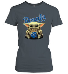Baby Yoda Hugs Loves The Kansas City Royals Baseball Womens T-Shirt Womens T-Shirt - VeigarTee