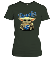 Baby Yoda Hugs Loves The Kansas City Royals Baseball Womens T-Shirt Womens T-Shirt - VeigarTee