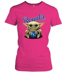 Baby Yoda Hugs Loves The Kansas City Royals Baseball Womens T-Shirt Womens T-Shirt - VeigarTee