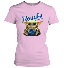 Baby Yoda Hugs Loves The Kansas City Royals Baseball Womens T-Shirt Womens T-Shirt - VeigarTee