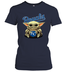 Baby Yoda Hugs Loves The Kansas City Royals Baseball Womens T-Shirt Womens T-Shirt - VeigarTee