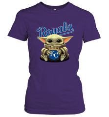 Baby Yoda Hugs Loves The Kansas City Royals Baseball Womens T-Shirt Womens T-Shirt - VeigarTee