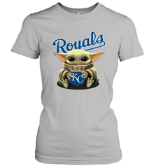 Baby Yoda Hugs Loves The Kansas City Royals Baseball Womens T-Shirt Womens T-Shirt - VeigarTee