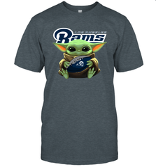 Baby Yoda Loves The Los Angeles Rams Star Wars Baby Yoda Hugs Rams NFL Mens T-Shirt Mens T-Shirt - VeigarTee