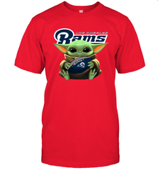 Baby Yoda Loves The Los Angeles Rams Star Wars Baby Yoda Hugs Rams NFL Mens T-Shirt Mens T-Shirt - VeigarTee