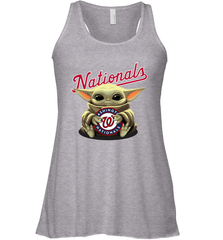 Baby Yoda Hugs Loves The Washington Nationals Baseball Womens Racerback Tank Top Womens Racerback Tank Top - VeigarTee