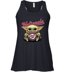 Baby Yoda Hugs Loves The Washington Nationals Baseball Womens Racerback Tank Top Womens Racerback Tank Top - VeigarTee