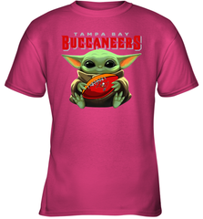 Baby Yoda Loves The Tampa Bay Buccaneers Star Wars Baby Yoda Hugs Buccaneers NFL Youth T-Shirt Youth T-Shirt - VeigarTee