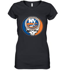 New York Islanders Grateful Dead Steal Your Face Hockey NHL Womens V-Neck T-Shirt Womens V-Neck T-Shirt - VeigarTee