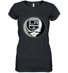 Los Angeles Kings Grateful Dead Steal Your Face Hockey NHL Womens V-Neck T-Shirt Womens V-Neck T-Shirt - VeigarTee