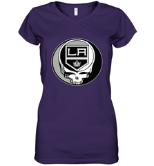 Los Angeles Kings Grateful Dead Steal Your Face Hockey NHL Womens V-Neck T-Shirt Womens V-Neck T-Shirt - VeigarTee
