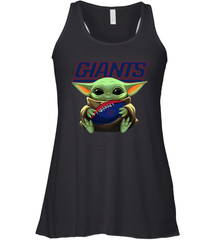 Baby Yoda Loves The New York Giants Star Wars Baby Yoda Hugs Giants NFL Womens Racerback Tank Top Womens Racerback Tank Top - VeigarTee