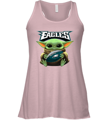 Baby Yoda Loves The Philadelphia Eagles Star Wars Baby Yoda Hugs Eagles NFL Womens Racerback Tank Top Womens Racerback Tank Top - VeigarTee