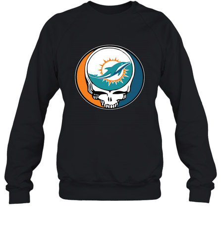 Miami Dolphins Grateful Dead Steal Your Face NFL Football Adult Sweatshirt Adult Sweatshirt / Black / S Adult Sweatshirt - VeigarTee