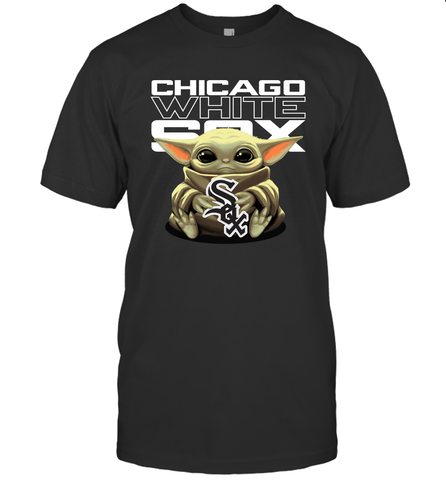 Baby Yoda Hugs Loves The Chicago White Sox Baseball Mens T-Shirt Mens T-Shirt / Black / S Mens T-Shirt - VeigarTee