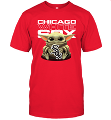 Baby Yoda Hugs Loves The Chicago White Sox Baseball Mens T-Shirt Mens T-Shirt - VeigarTee