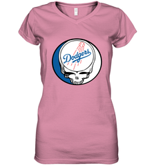 Los Angeles Dodgers Grateful Dead Steal Your Face Baseball Womens V-Neck T-Shirt Womens V-Neck T-Shirt - VeigarTee