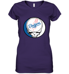 Los Angeles Dodgers Grateful Dead Steal Your Face Baseball Womens V-Neck T-Shirt Womens V-Neck T-Shirt - VeigarTee