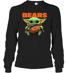 Baby Yoda Loves The Chicago Bears Star Wars Baby Yoda Hugs Bears NFL Adult Long Sleeve T-Shirt