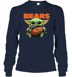Baby Yoda Loves The Chicago Bears Star Wars Baby Yoda Hugs Bears NFL Adult Long Sleeve T-Shirt