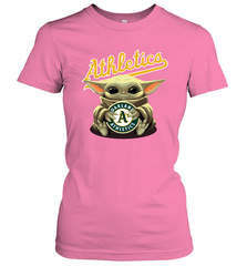 Baby Yoda Hugs Loves The Oakland Athletics Baseball Womens T-Shirt Womens T-Shirt - VeigarTee