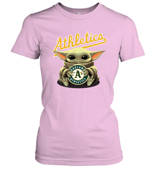 Baby Yoda Hugs Loves The Oakland Athletics Baseball Womens T-Shirt Womens T-Shirt - VeigarTee