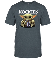 Baby Yoda Hugs Loves The Colorado Rockies Baseball Mens T-Shirt Mens T-Shirt - VeigarTee