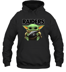 Baby Yoda Loves The Oakland Raiders Star Wars Baby Yoda Hugs Raiders NFL Adult Hoodie Sweatshirt Adult Hoodie Sweatshirt - VeigarTee