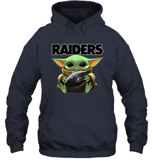 Baby Yoda Loves The Oakland Raiders Star Wars Baby Yoda Hugs Raiders NFL Adult Hoodie Sweatshirt Adult Hoodie Sweatshirt - VeigarTee