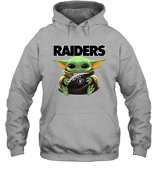 Baby Yoda Loves The Oakland Raiders Star Wars Baby Yoda Hugs Raiders NFL Adult Hoodie Sweatshirt Adult Hoodie Sweatshirt - VeigarTee