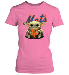 Baby Yoda Hugs Loves The New York Mets Baseball Womens T-Shirt Womens T-Shirt - VeigarTee