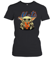 Baby Yoda Hugs Loves The New York Mets Baseball Womens T-Shirt Womens T-Shirt - VeigarTee