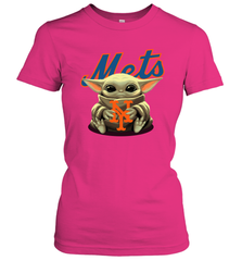 Baby Yoda Hugs Loves The New York Mets Baseball Womens T-Shirt Womens T-Shirt - VeigarTee