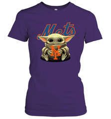 Baby Yoda Hugs Loves The New York Mets Baseball Womens T-Shirt Womens T-Shirt - VeigarTee