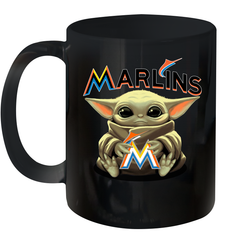 Baby Yoda Hugs Loves The Miami Marlins Baseball Ceramic Mug 11oz