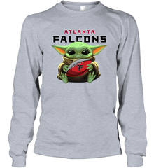 Baby Yoda Loves The Atlanta Falcons Star Wars Baby Yoda Hugs Falcons NFL Adult Long Sleeve T-Shirt Adult Long Sleeve T-Shirt - VeigarTee