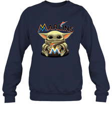 Baby Yoda Hugs Loves The Miami Marlins Baseball Adult Sweatshirt Adult Sweatshirt - VeigarTee
