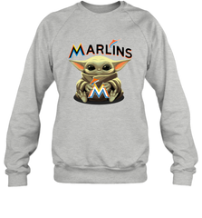 Baby Yoda Hugs Loves The Miami Marlins Baseball Adult Sweatshirt Adult Sweatshirt - VeigarTee