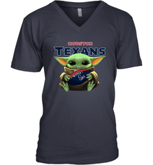 Baby Yoda Loves The Houston Texans Star Wars Baby Yoda Hugs Texans NFL Mens V-Neck T-Shirt Mens V-Neck T-Shirt - VeigarTee
