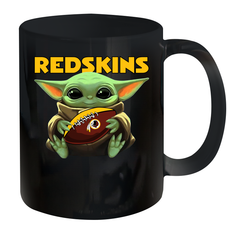 Baby Yoda Loves The Washington Redskins Star Wars Baby Yoda Hugs Redskins NFL Ceramic Mug 11oz Ceramic Mug 11oz - VeigarTee