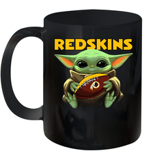 Baby Yoda Loves The Washington Redskins Star Wars Baby Yoda Hugs Redskins NFL Ceramic Mug 11oz Ceramic Mug 11oz - VeigarTee