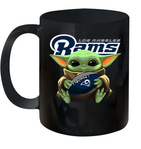 Baby Yoda Loves The Los Angeles Rams Star Wars Baby Yoda Hugs Rams NFL Ceramic Mug 11oz Ceramic Mug 11oz / Black / 11oz Ceramic Mug 11oz - VeigarTee