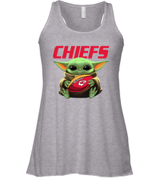 Baby Yoda Loves The Kansas City Chiefs Star Wars Baby Yoda Hugs Chiefs NFL Womens Racerback Tank Top