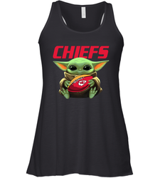 Baby Yoda Loves The Kansas City Chiefs Star Wars Baby Yoda Hugs Chiefs NFL Womens Racerback Tank Top